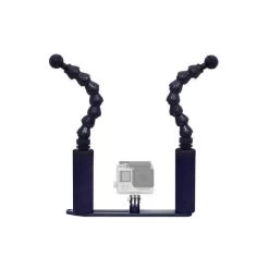 Platine FIXE Double Bras + 2 FLEXI 7" + Fixation GoPro - Big Blue